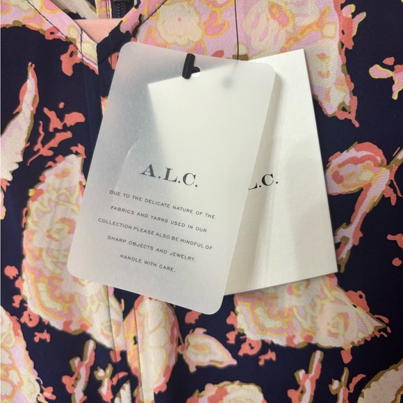 A.L.C. Floral Midi Skirt in Navy and Pink - Picture 9 of 11